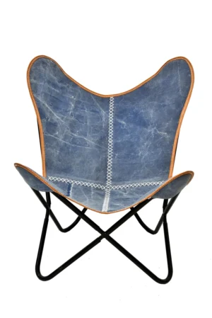 Galaxy Butterfly Chair - Canvas Leather Mixture Seat With Iron Stand