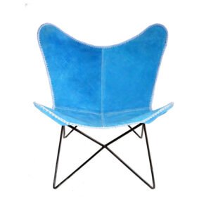 Seven Ocean Butterfly Chair - Canvas Leather Mixture Seat With Iron Stand